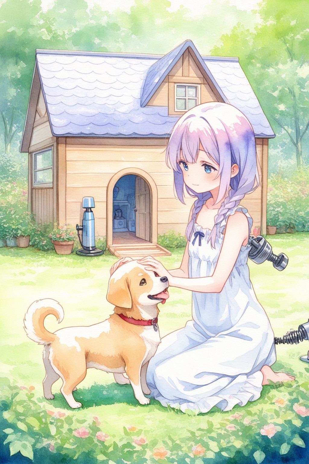 紫髪ちゃんと犬