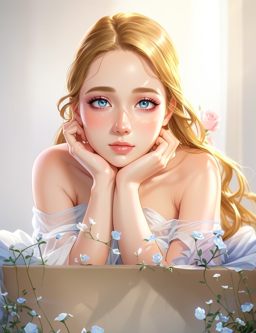 ３　頬杖をする少女