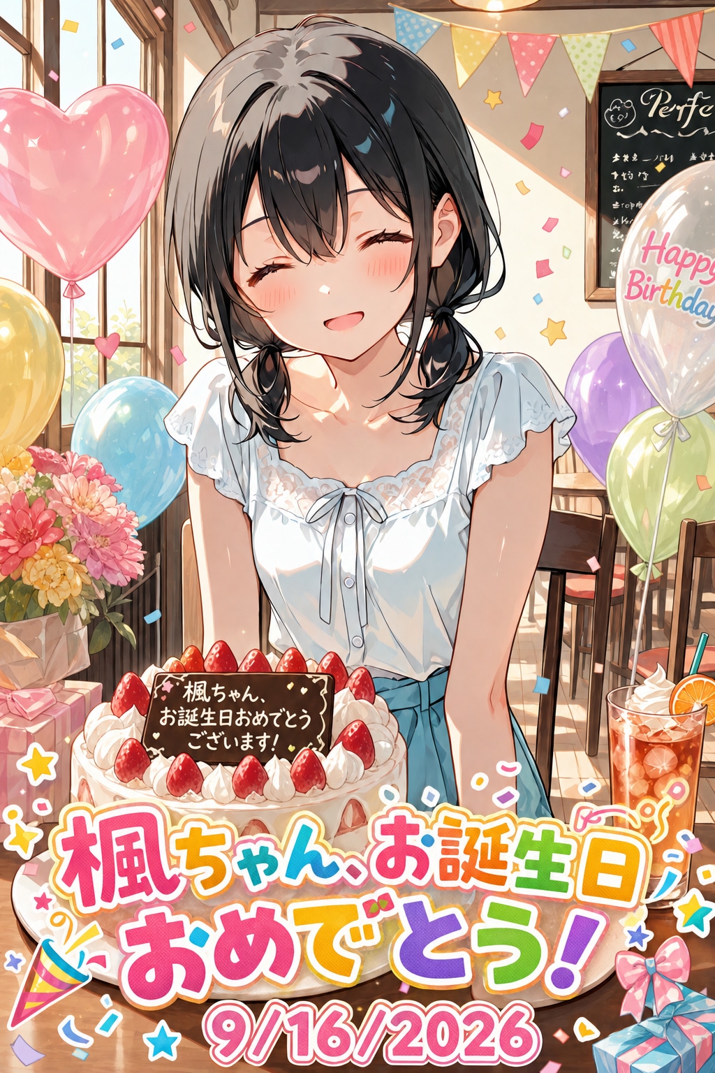 楓ちゃん、誕生日おめでとう🎂🎉 | の人気AIイラスト・グラビア