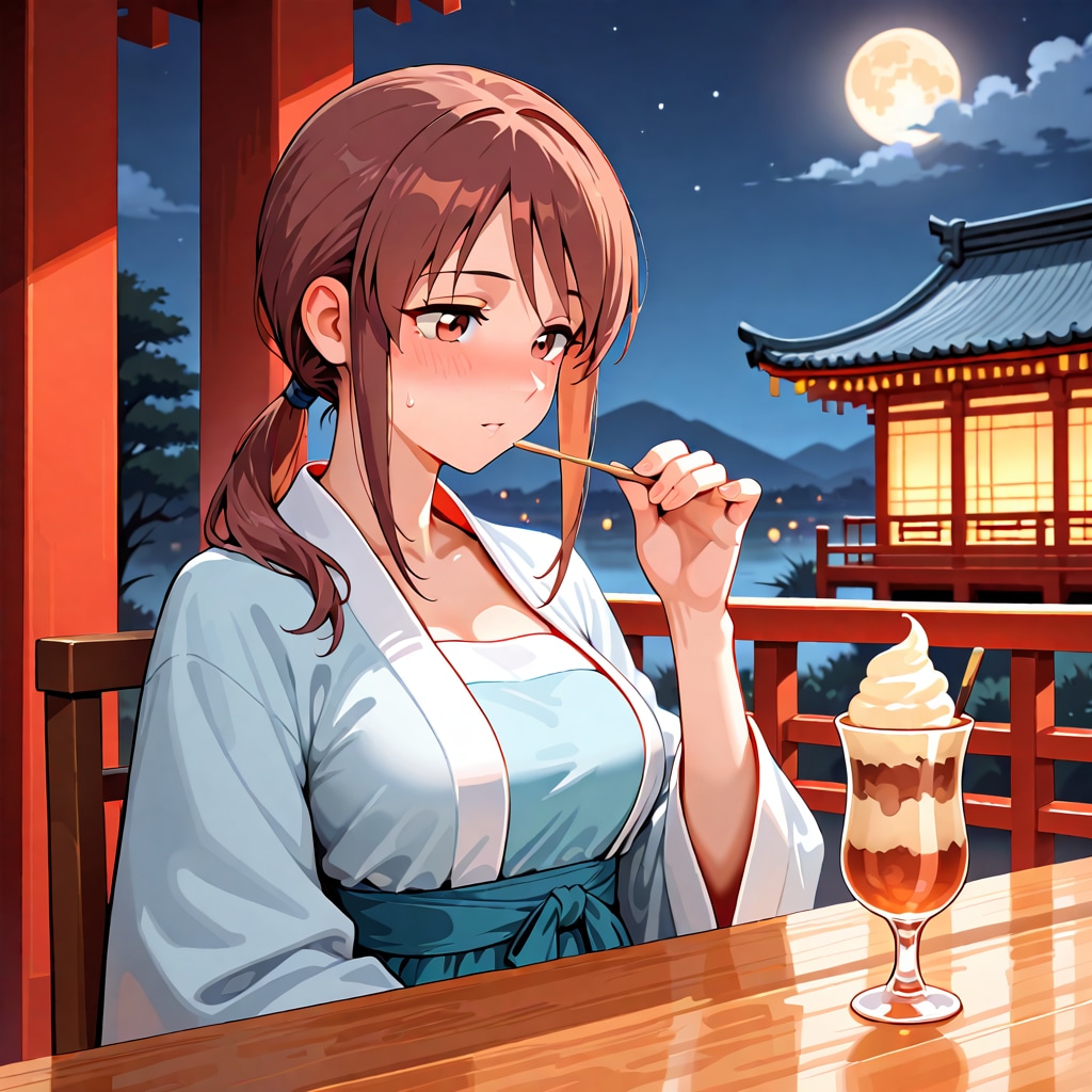 漢服の三船さんと満月(ちちぷい版)