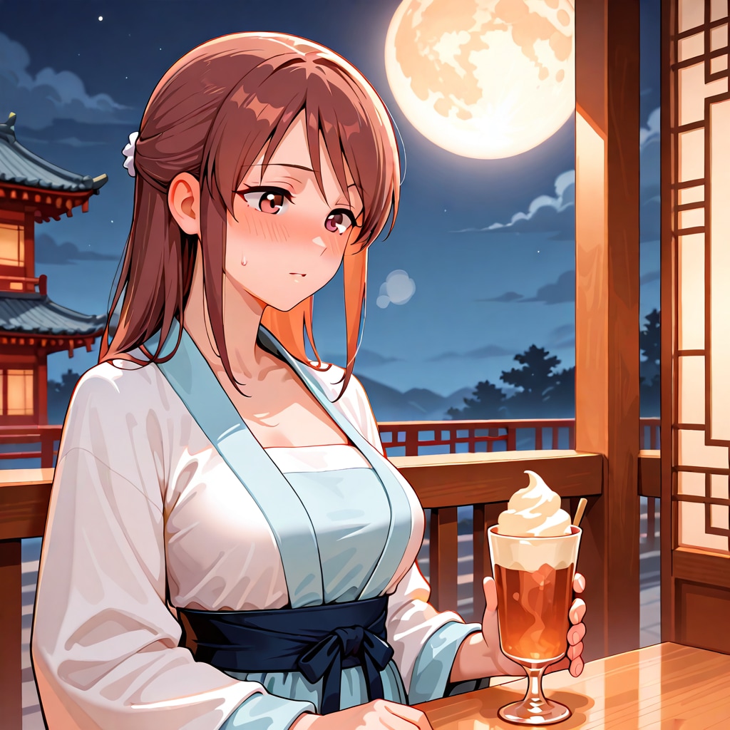 漢服の三船さんと満月(ちちぷい版)