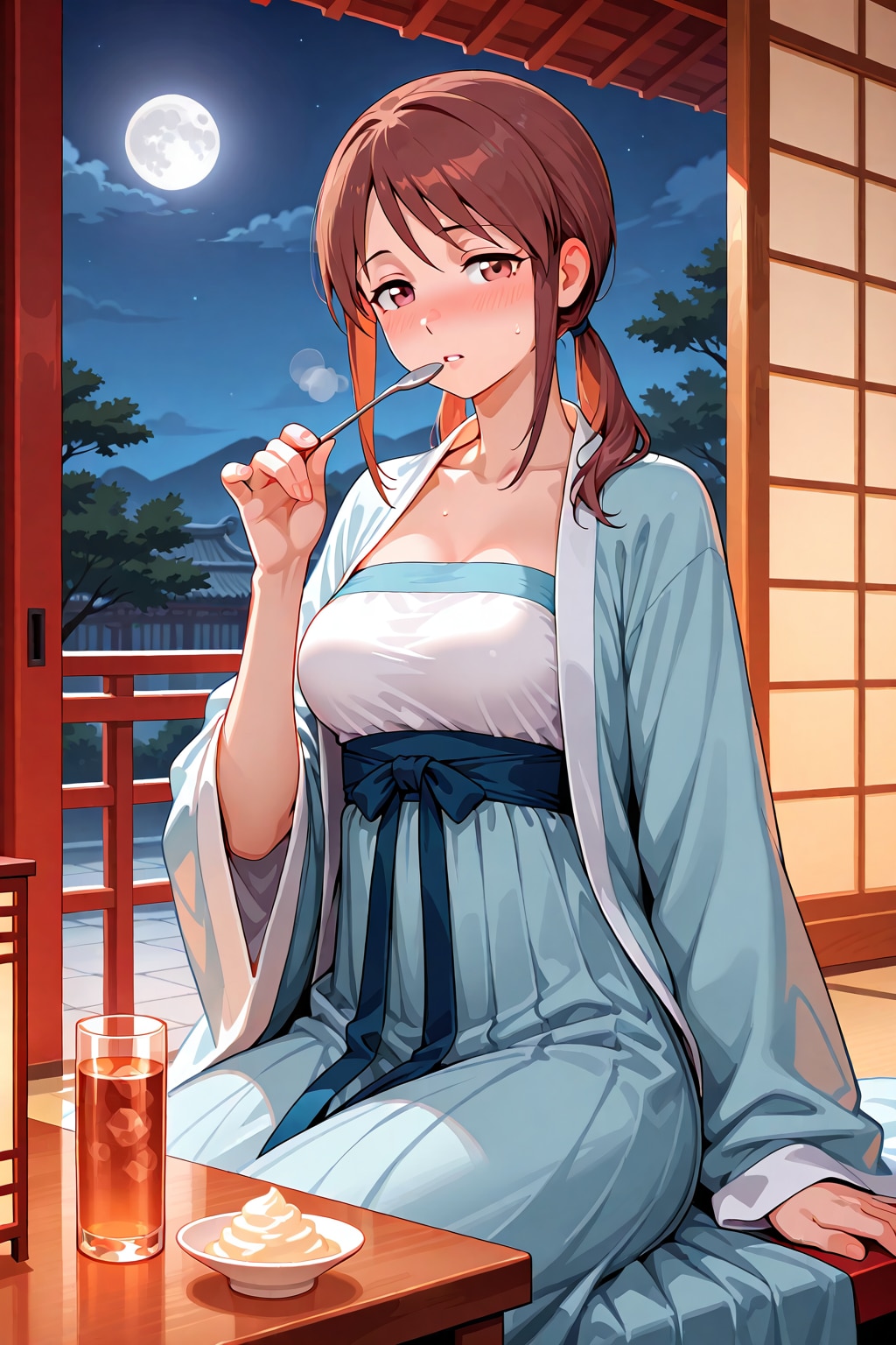漢服の三船さんと満月(ちちぷい版)