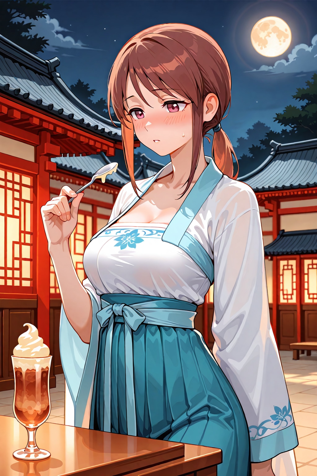 漢服の三船さんと満月(ちちぷい版)