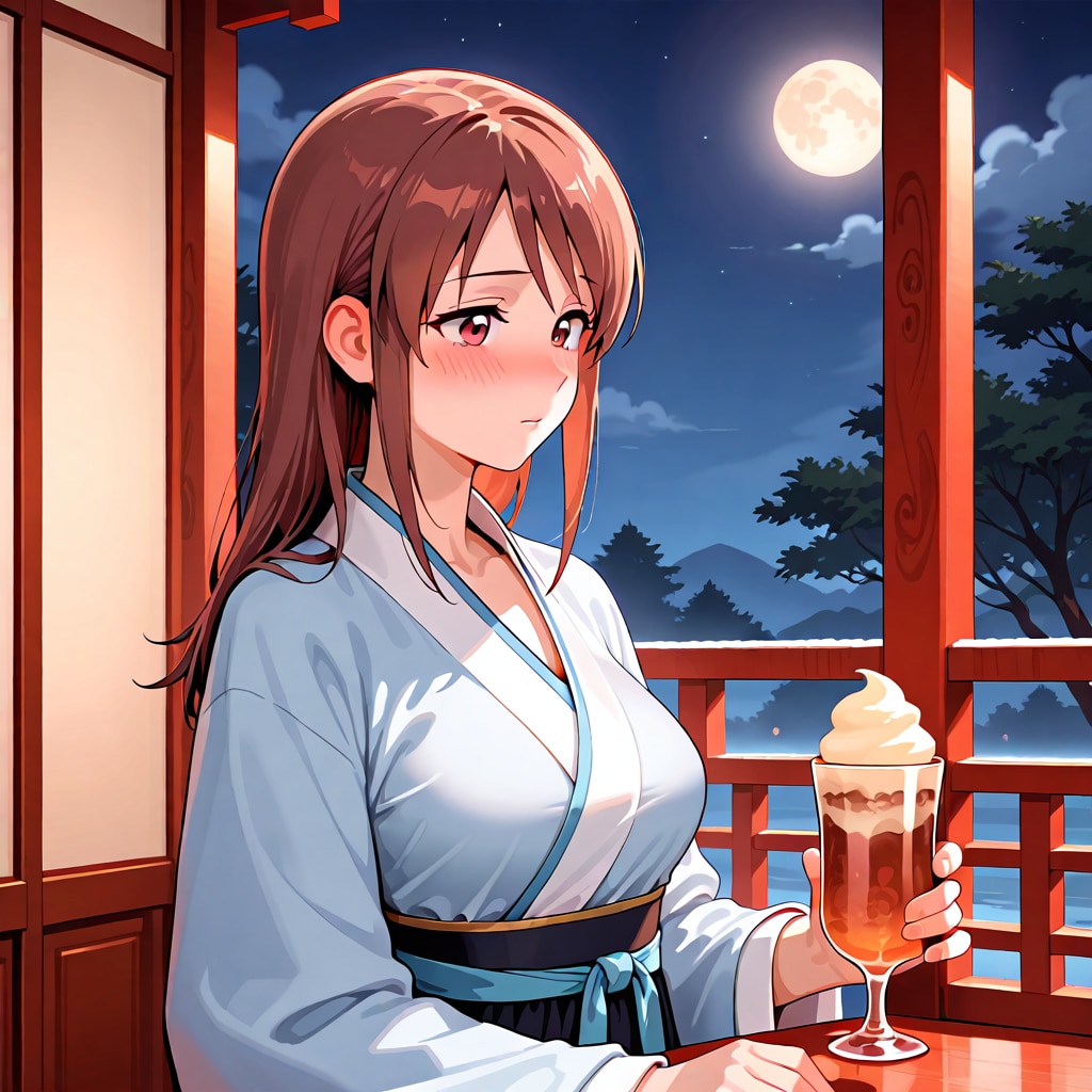 漢服の三船さんと満月(ちちぷい版)