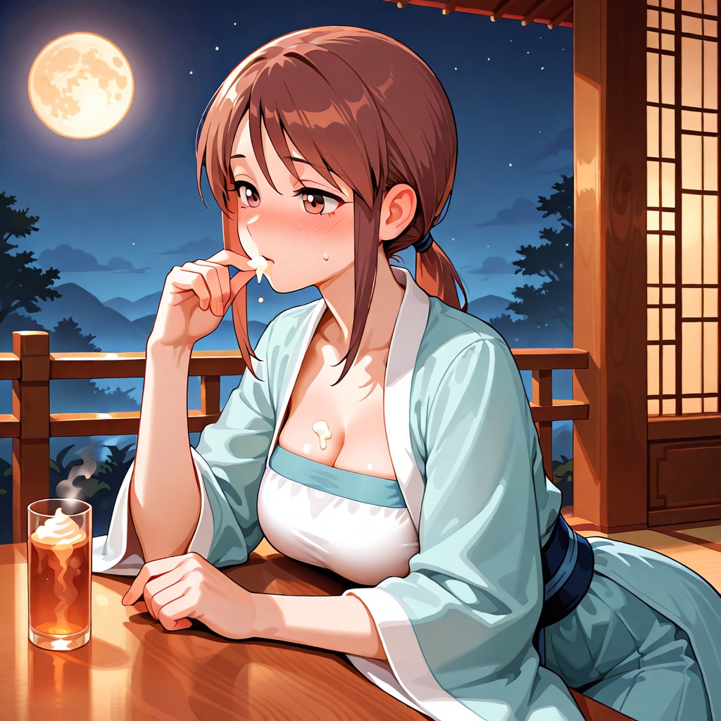 漢服の三船さんと満月(ちちぷい版)