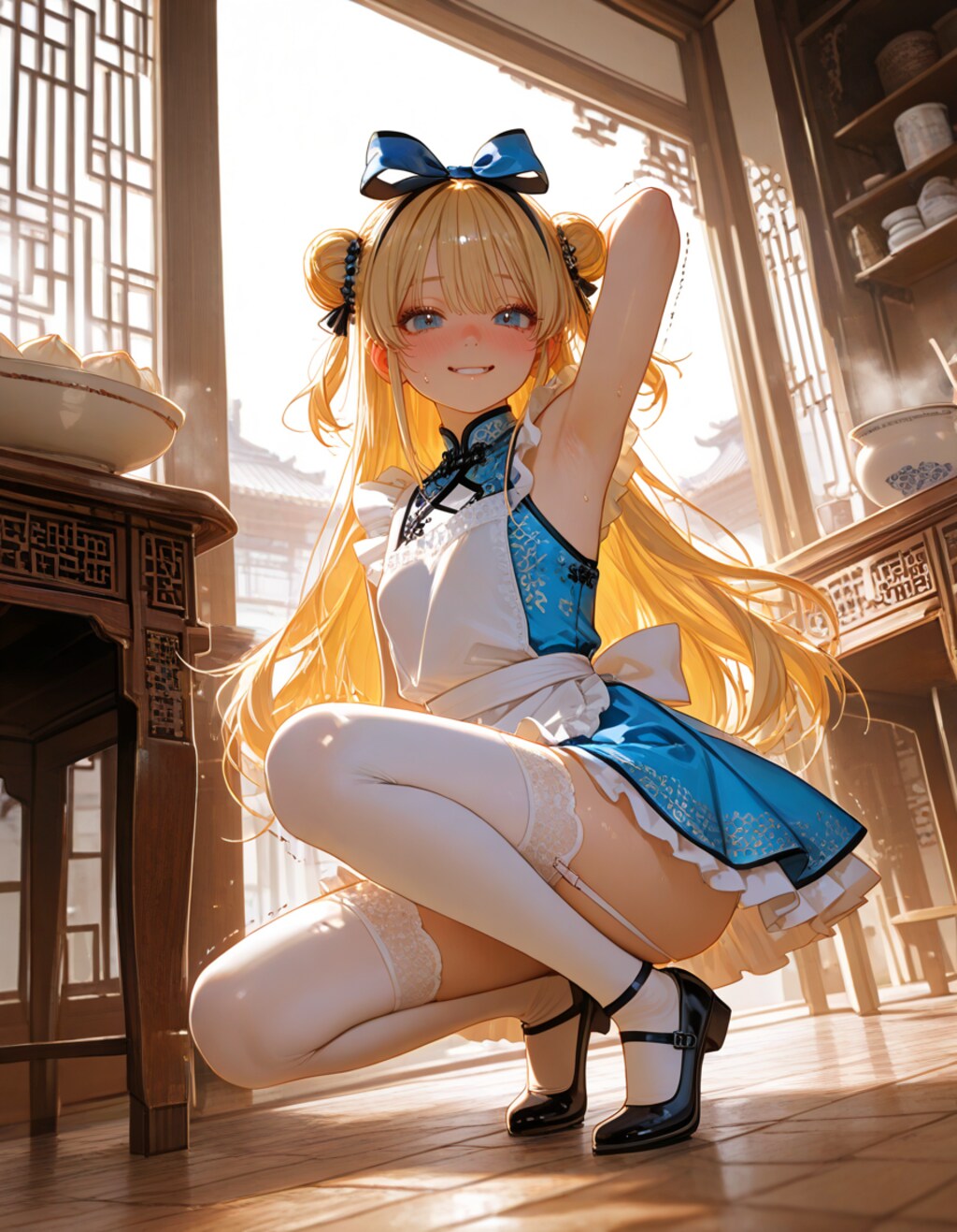 腋の下で餃子の皮を包む中華料理店の常連です