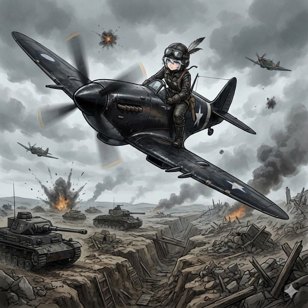 戦場でレシプロ機