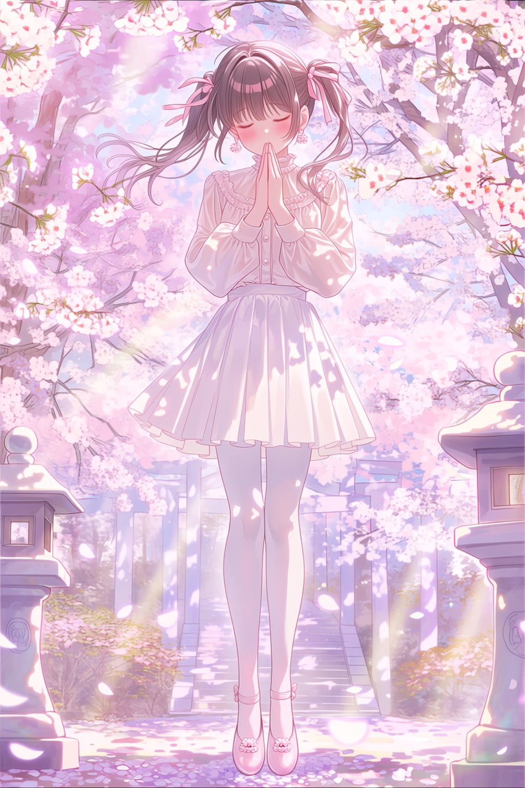 桜の木の下でお祈り