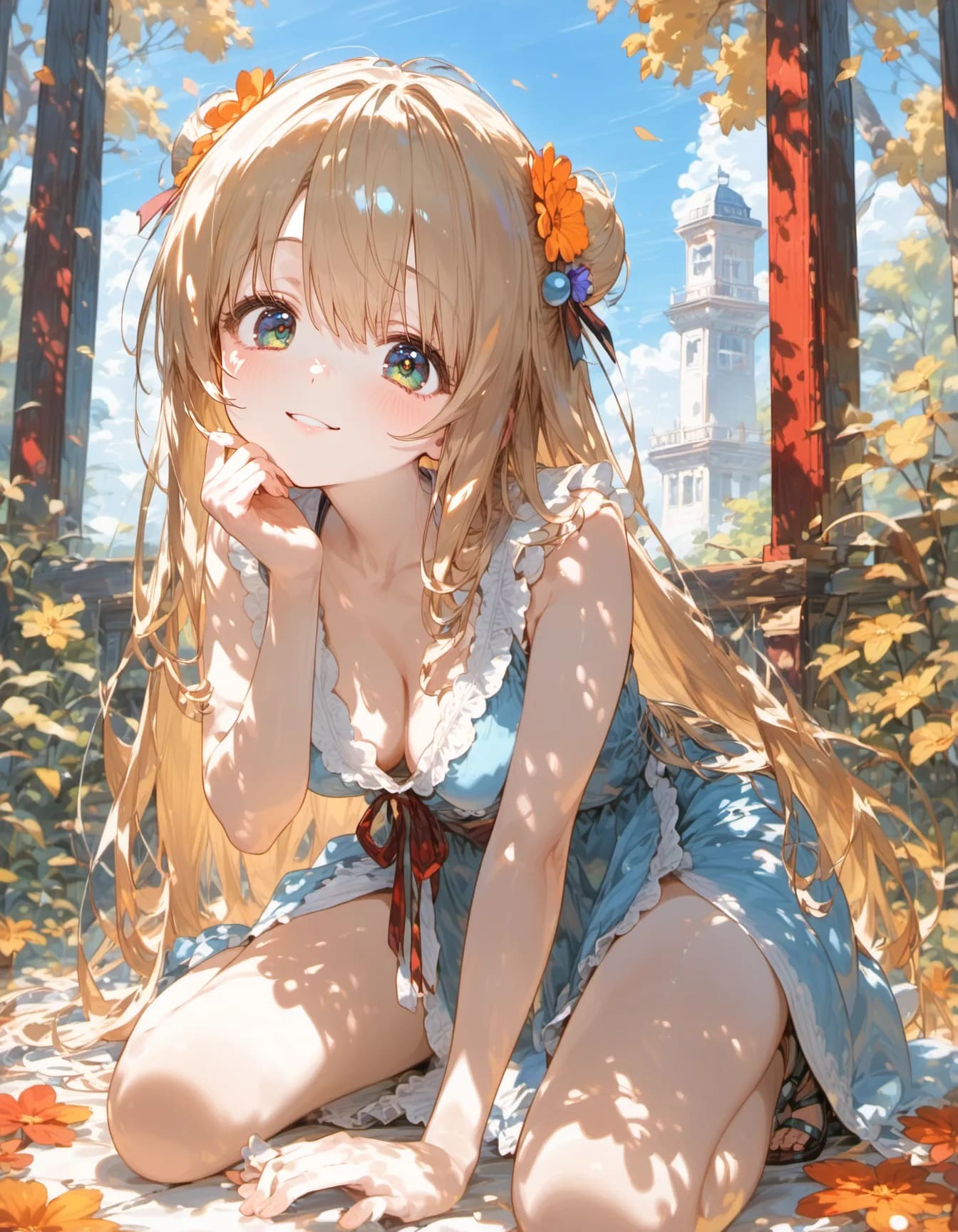 Azure Dreams in the Garden | の人気AIイラスト・グラビア