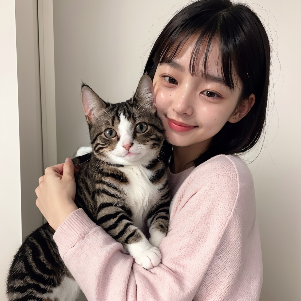 ネコちゃんを抱っこ