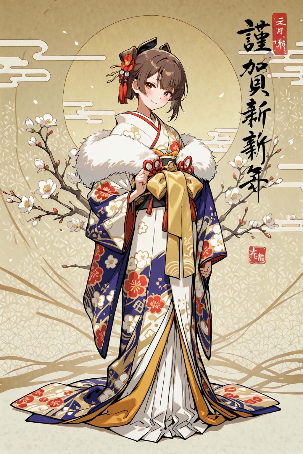 「甘酒に酔いしなだれる小野小町」の全身写真の日本画