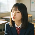 制服ちゃんからのおはようのキス顔…。 8枚目