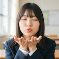 制服ちゃんからのおはようのキス顔…。 6枚目