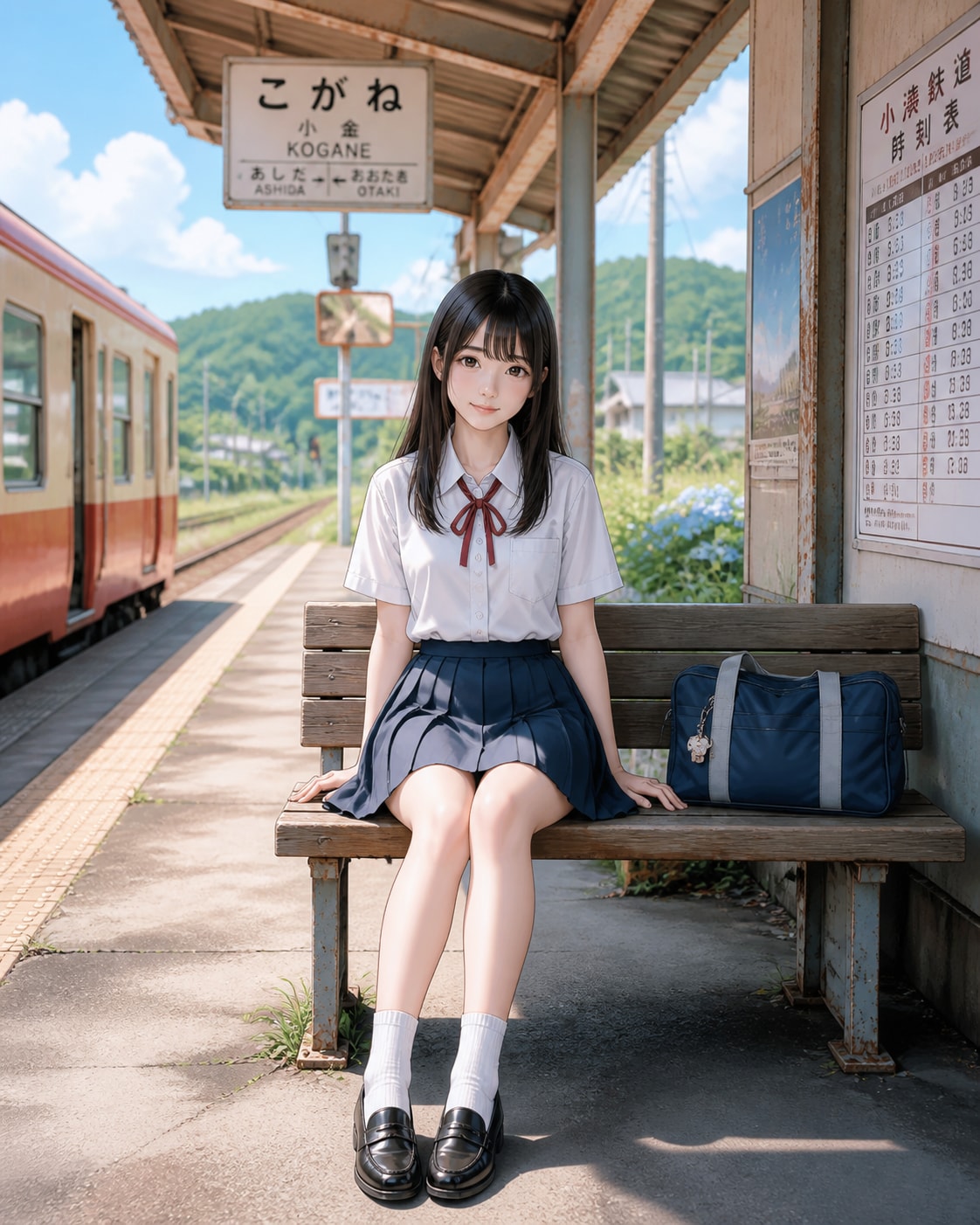 駅のホームの少女