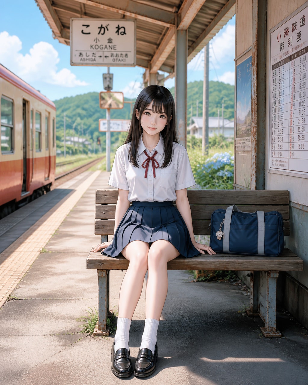駅のホームの少女