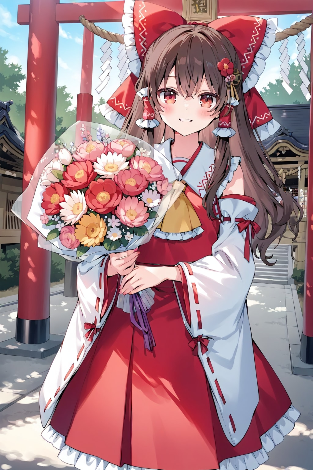 花が似合う素敵な巫女