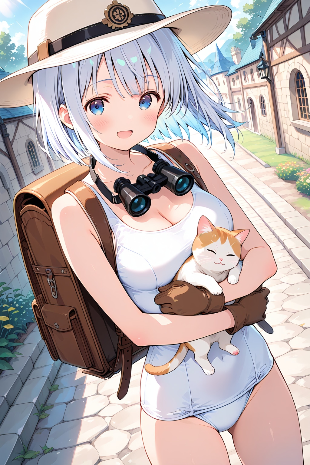 スク水探検隊、子猫を保護する | の人気AIイラスト・グラビア