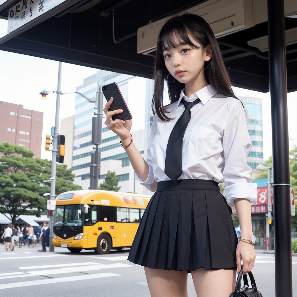 バス停で見つけたJK