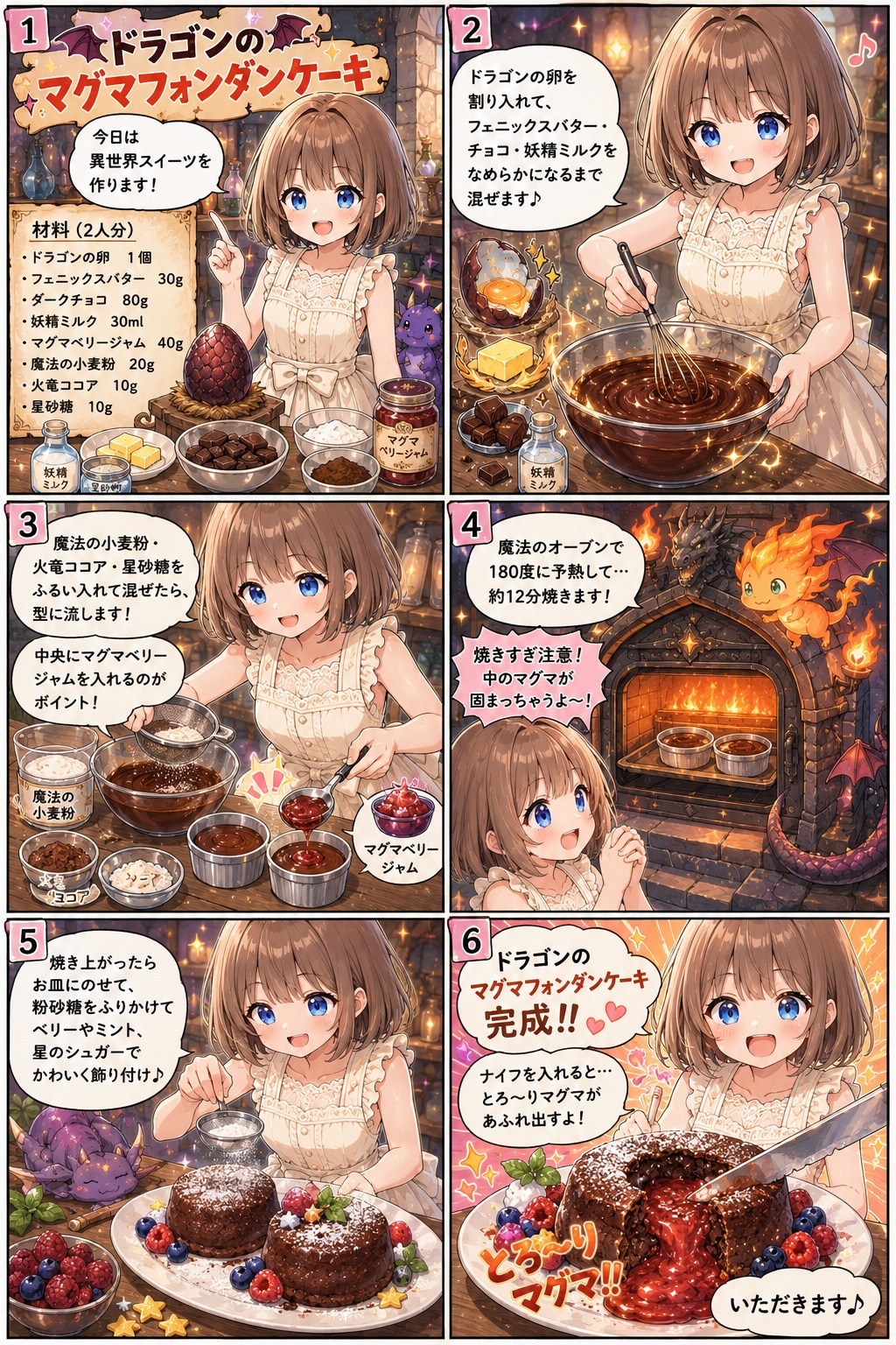ドラゴンのマグマフォンダンケーキ