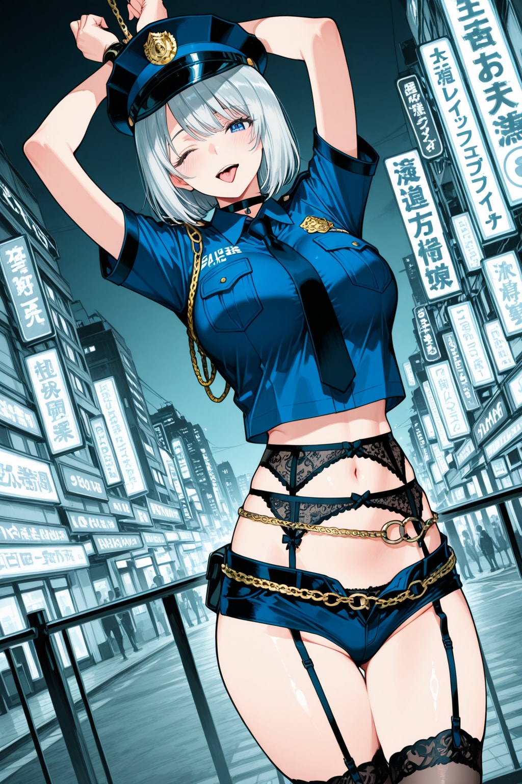 あぁ～～パンチラミニショーツ警官コスプレで羞恥露出視姦調教