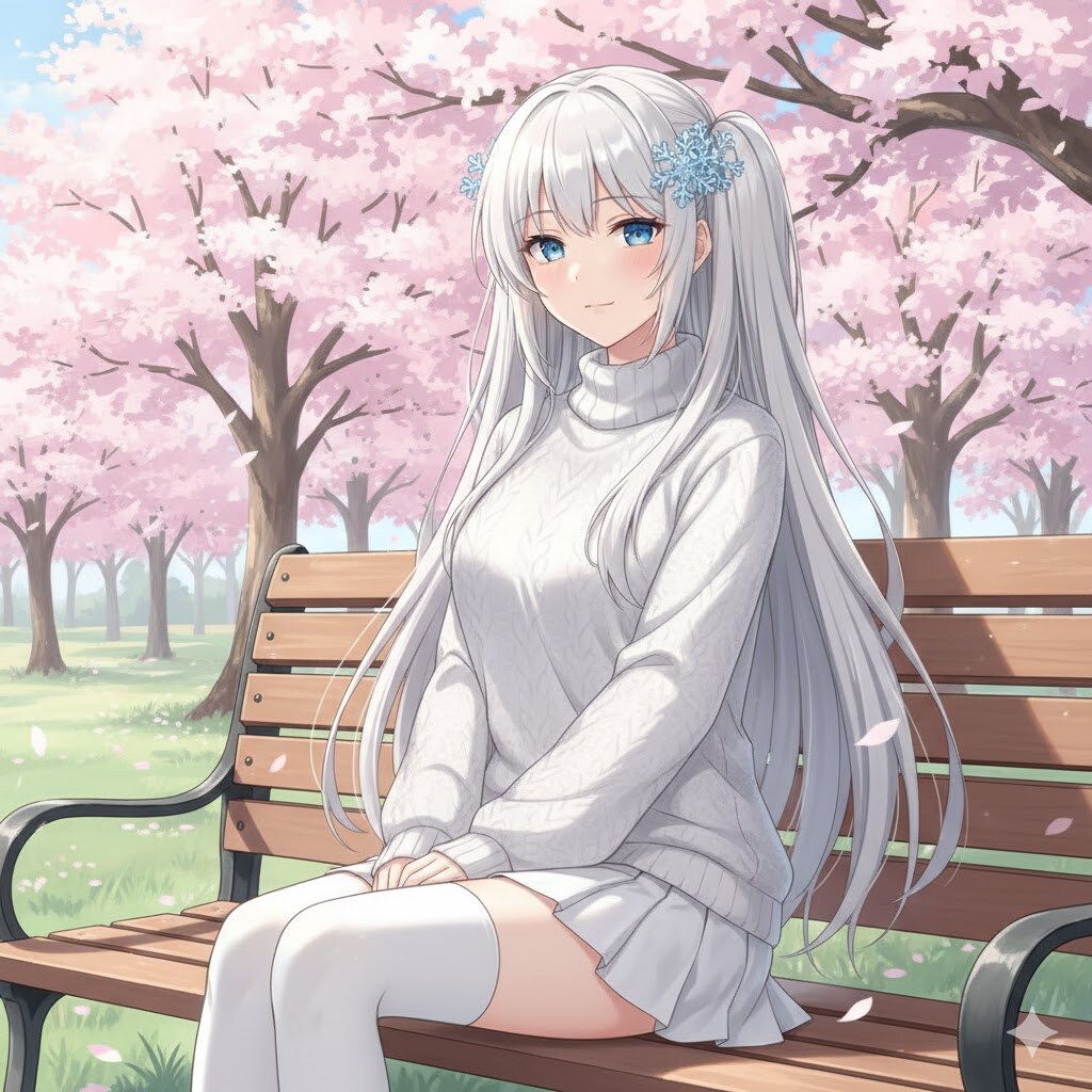 ベンチに座る雪ミク❄️