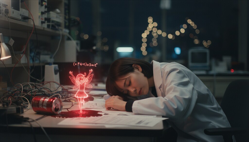 深夜、こぼれた試薬と… #顔文字