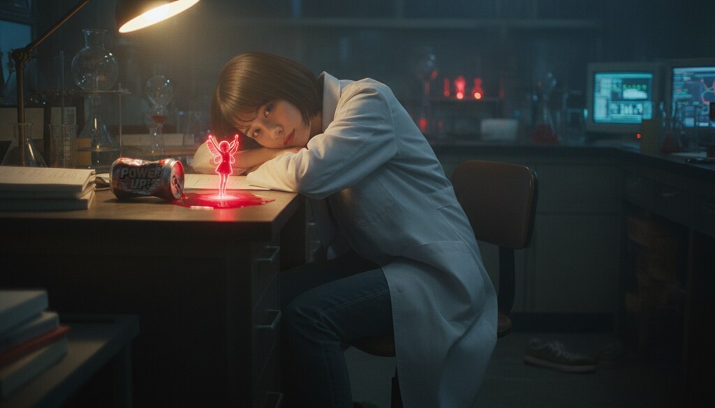 深夜、こぼれた試薬と… #顔文字