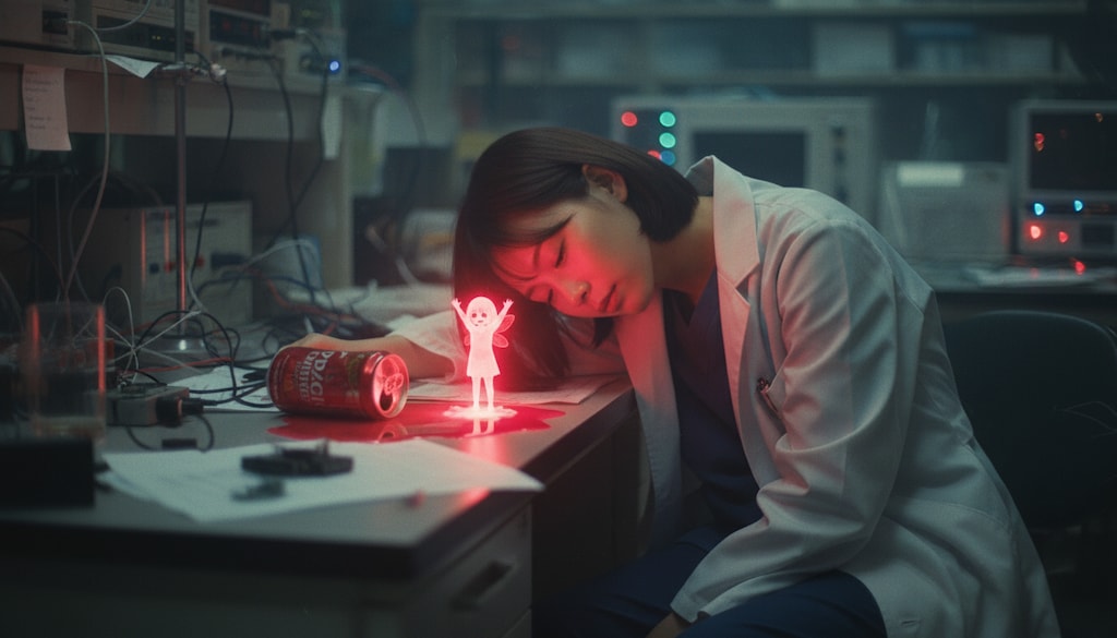 深夜、こぼれた試薬と… #顔文字