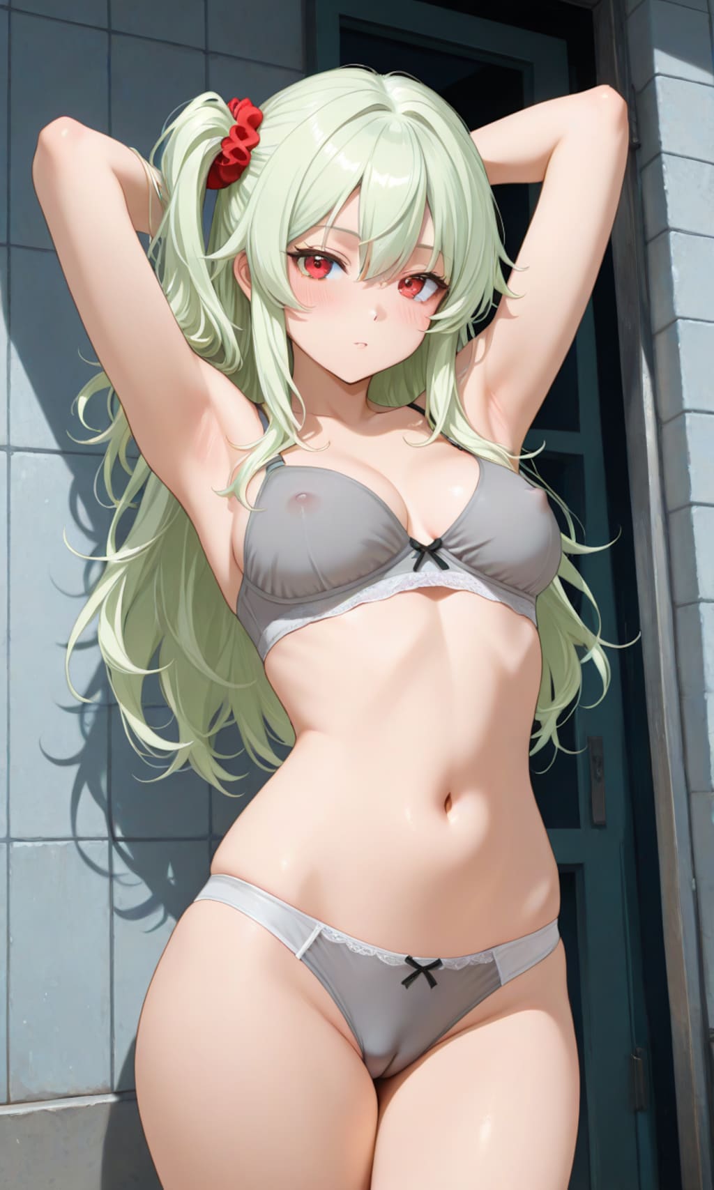 グレー下着の女の子