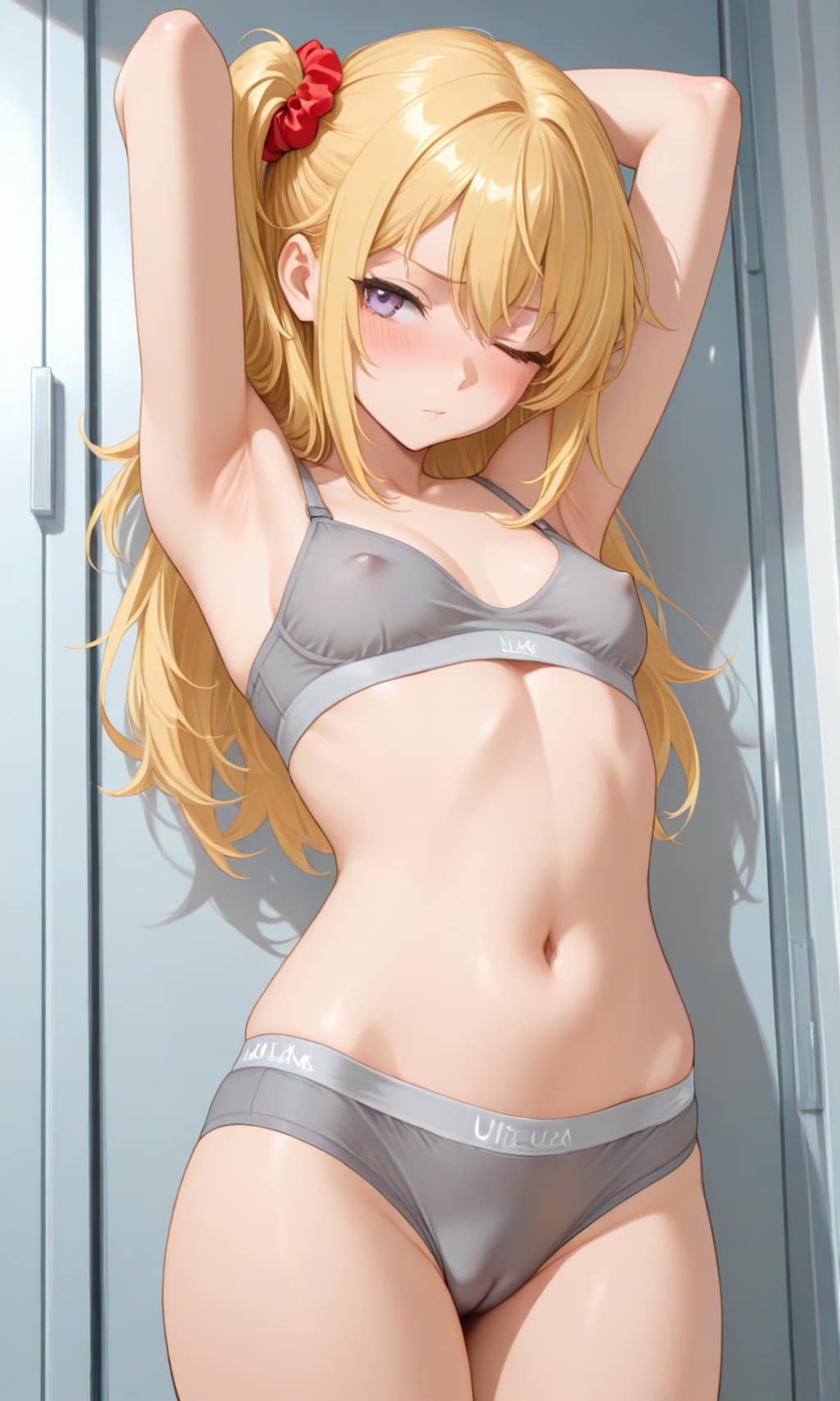 グレー下着の女の子