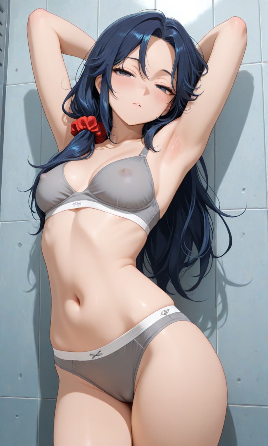 グレー下着の女の子