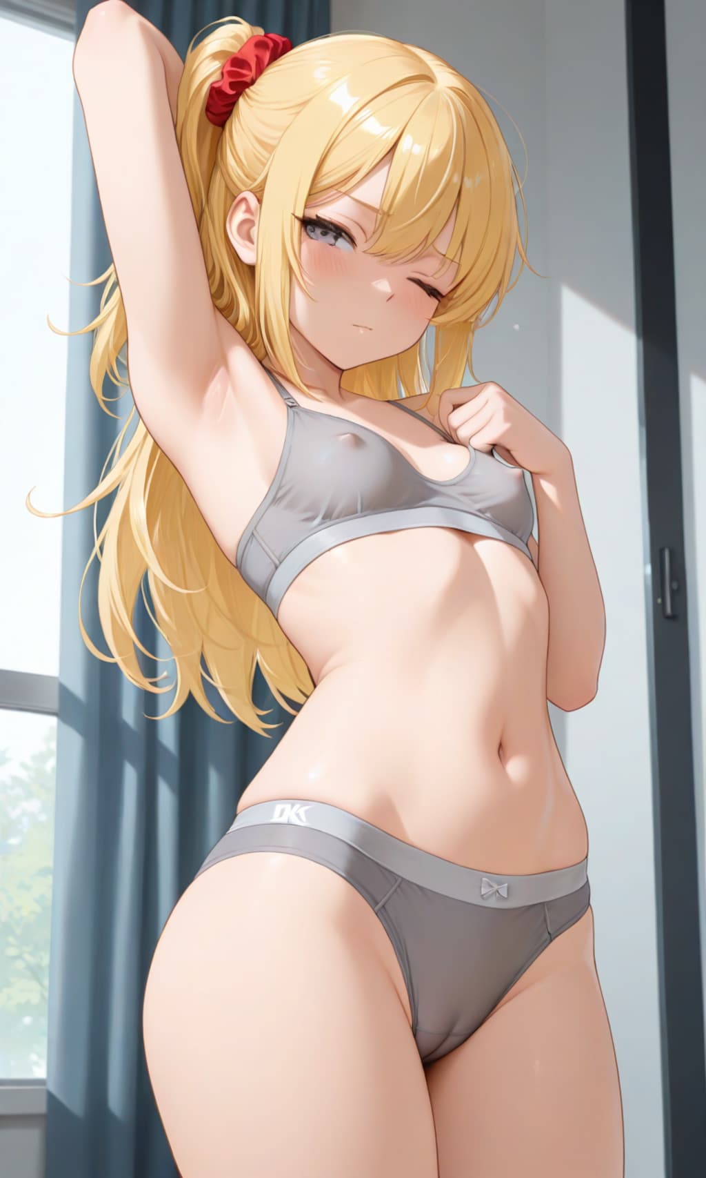 グレー下着の女の子