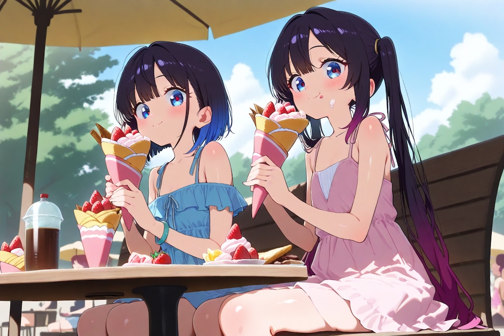 カフェで休憩の少女