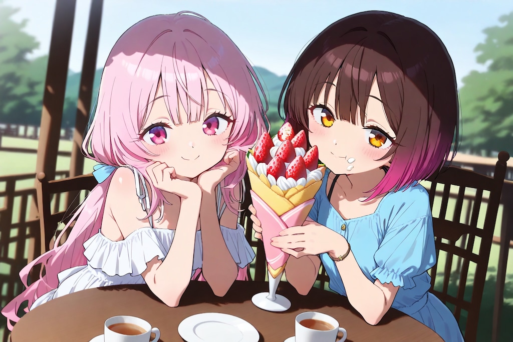 カフェで休憩の少女