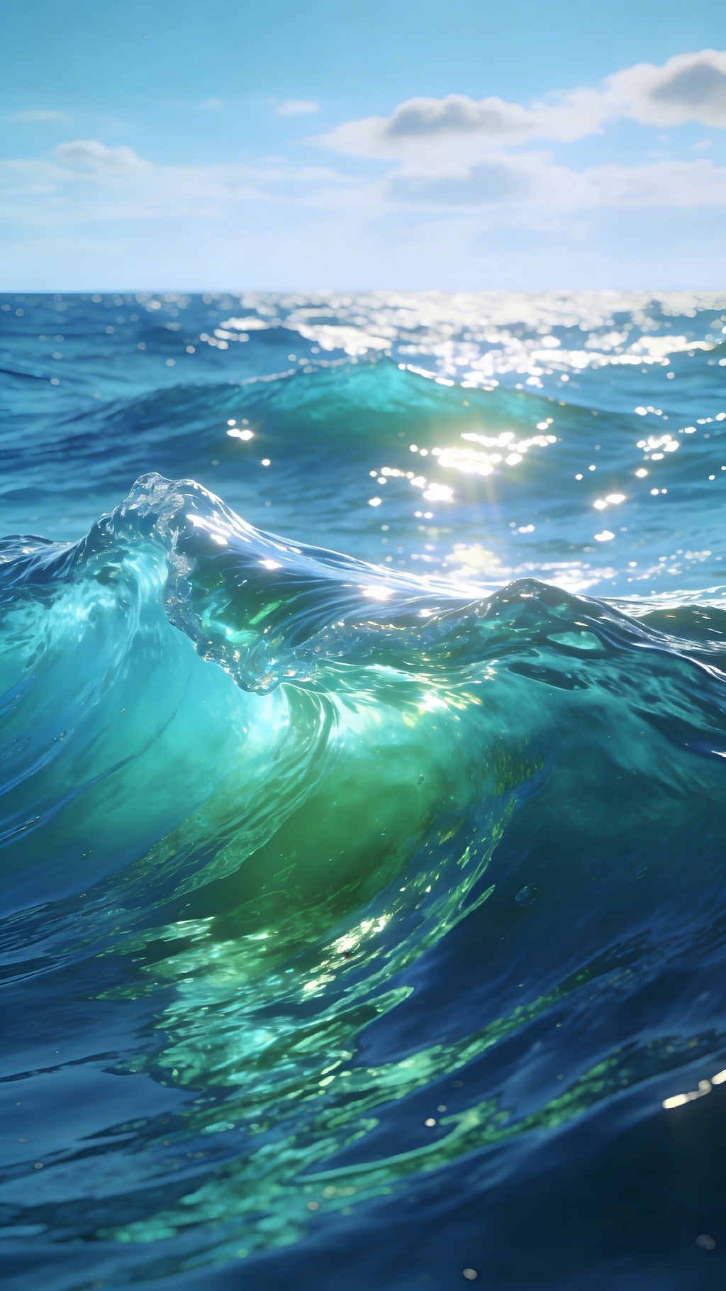 翡翠のように煌めく海