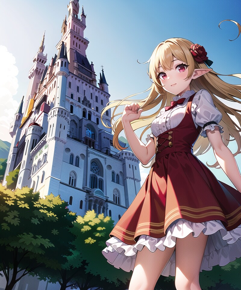 お城とエルフちゃん