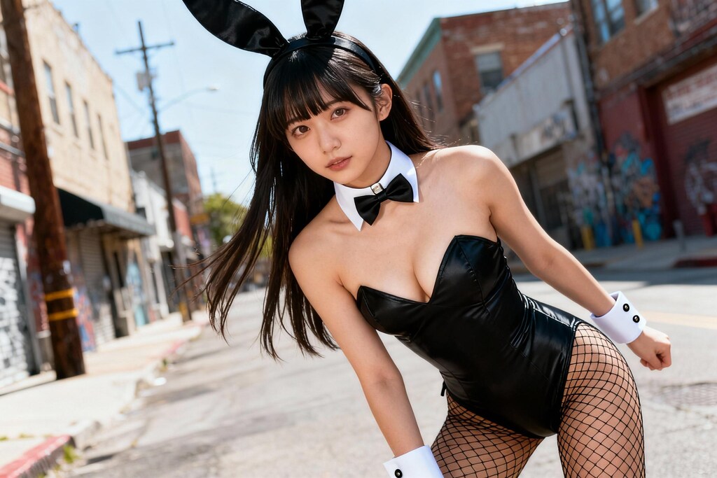 バニーガールを不良にのせる