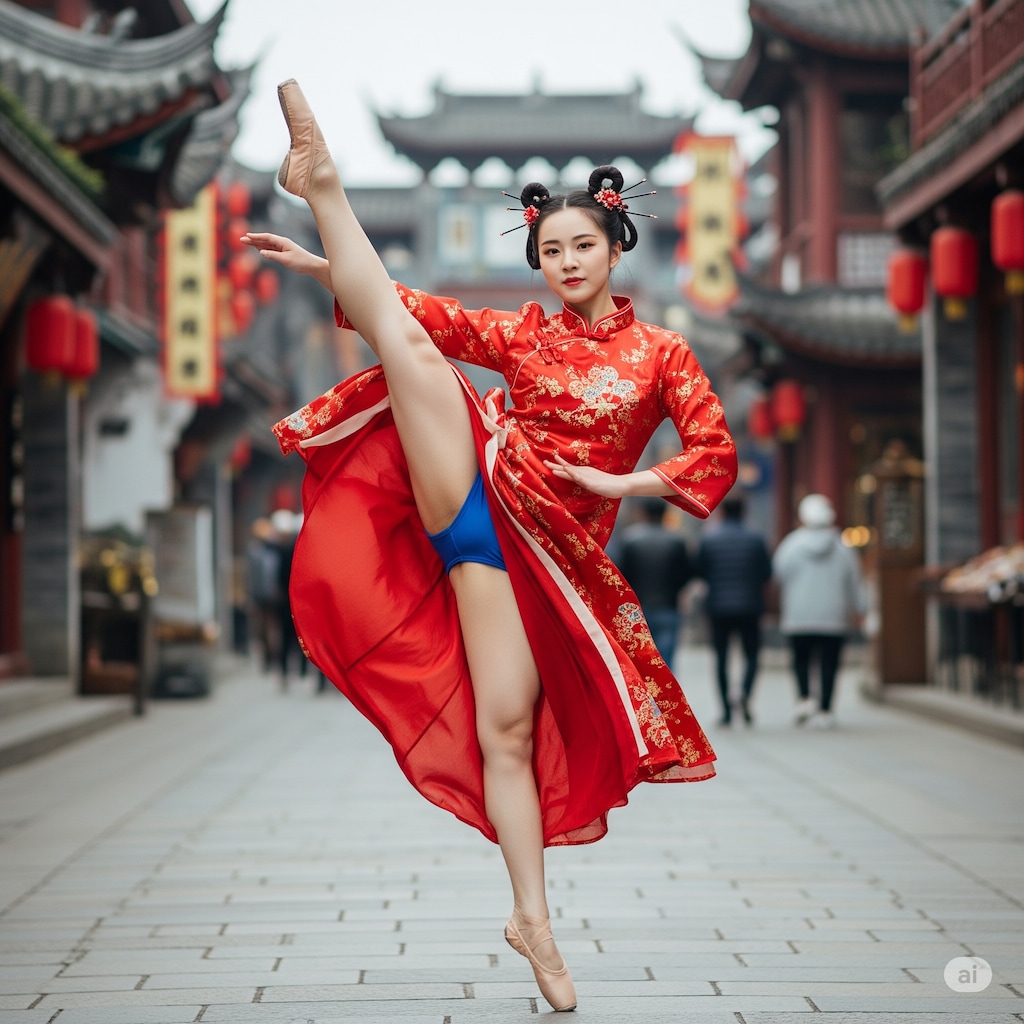 チャイナドレスでハイキック1