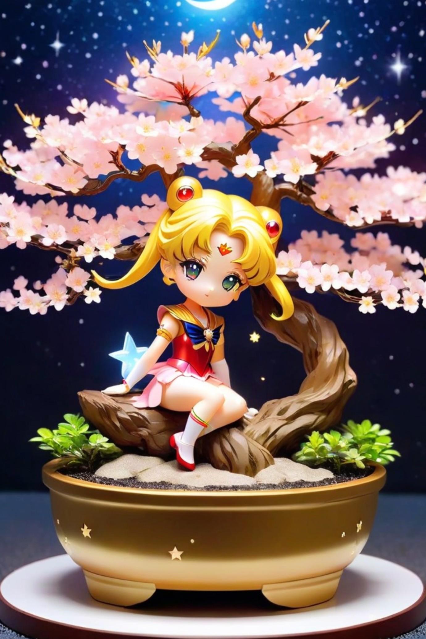 盆栽とセーラームーンフィギュア | の人気AIイラスト・グラビア