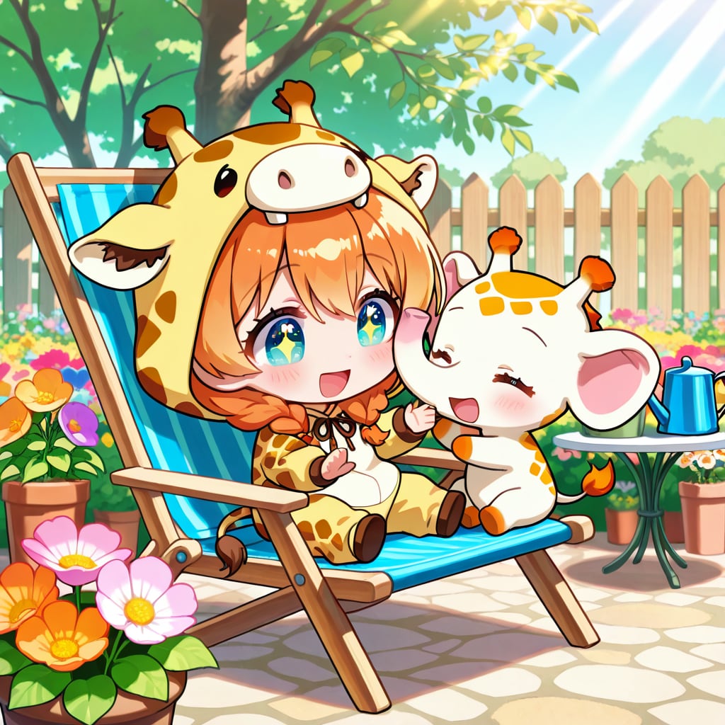 象の日と庭の日コラボなキリン着ぐるみちび子ちゃん | の人気AIイラスト・グラビア