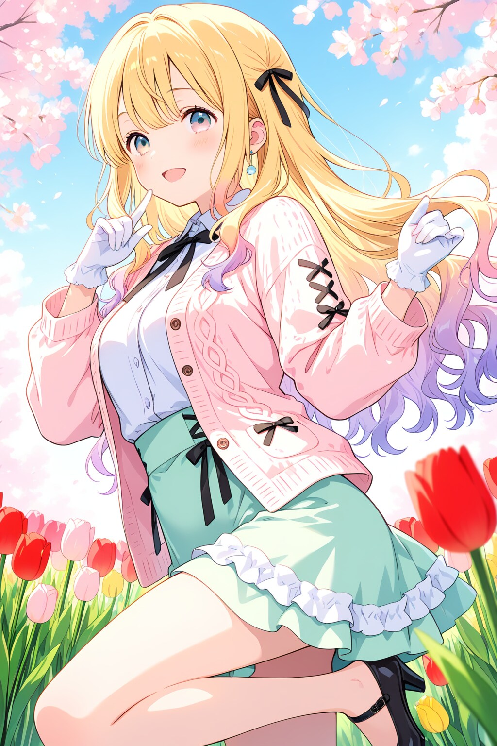 リボン仕立ての春日和