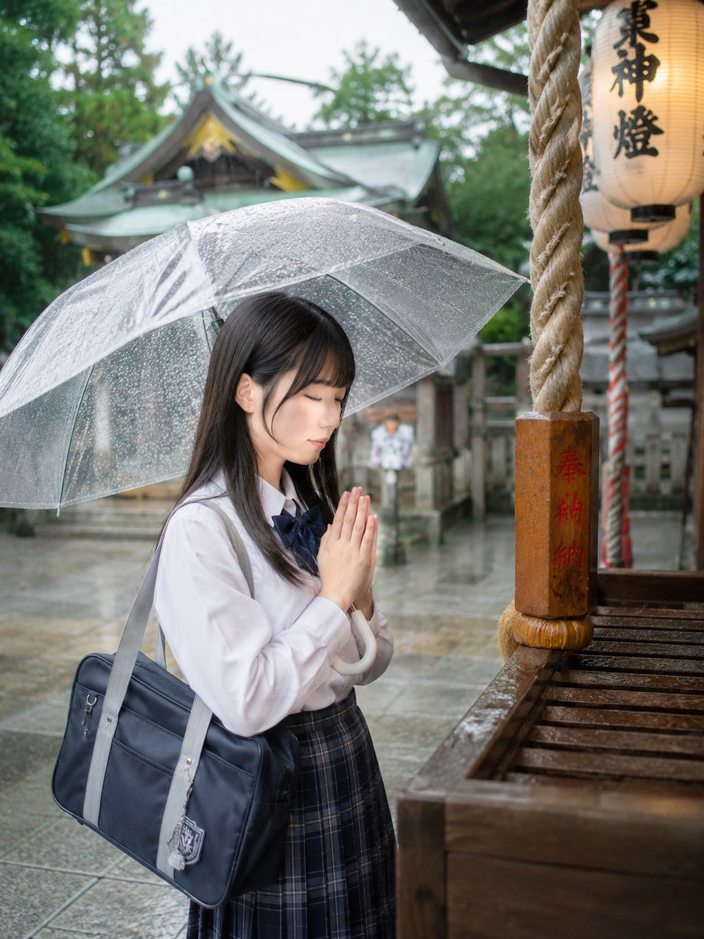 雨の参拝