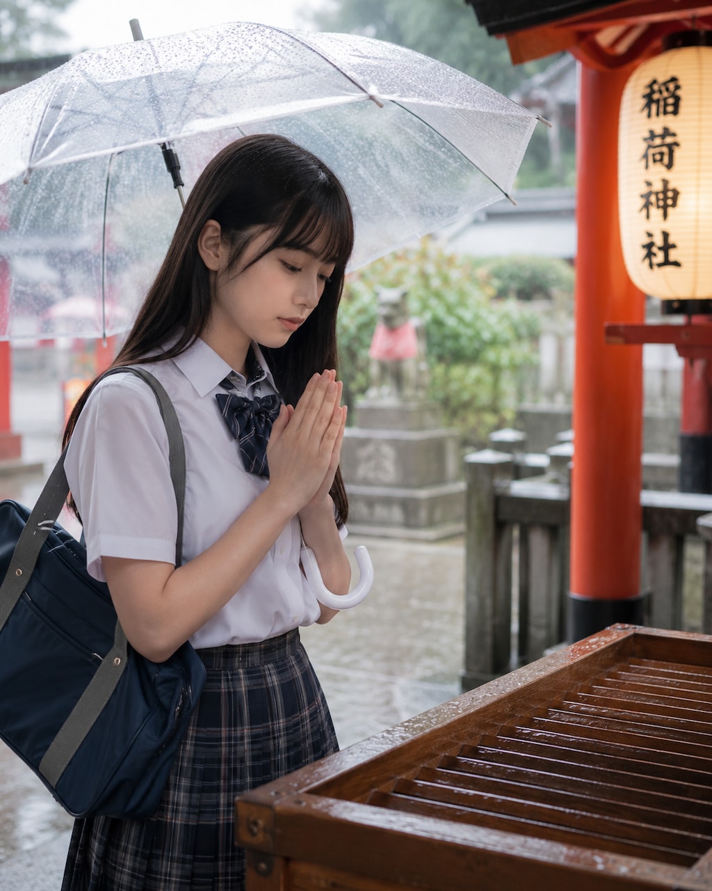 雨の参拝