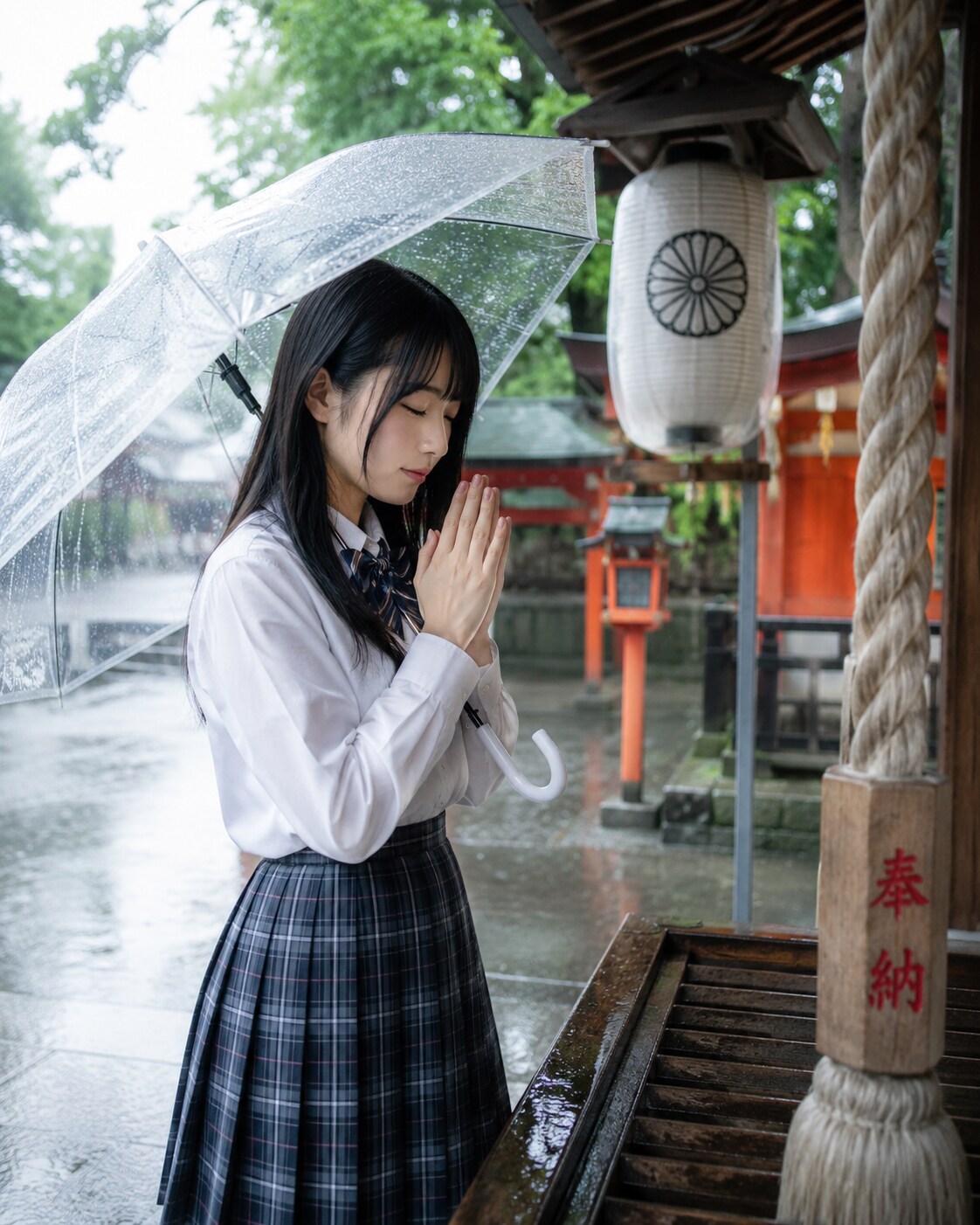 雨の参拝