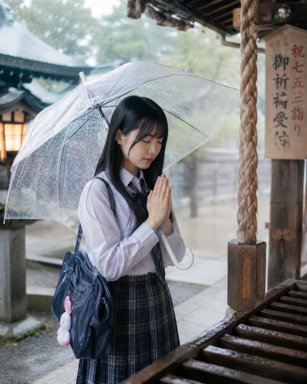 雨の参拝