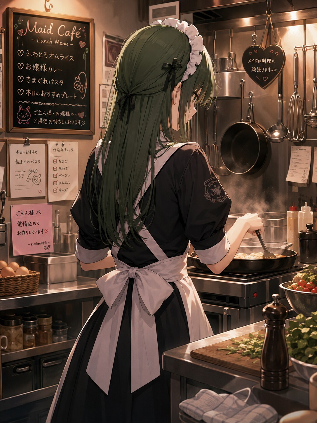 キッチン担当メイドの背中