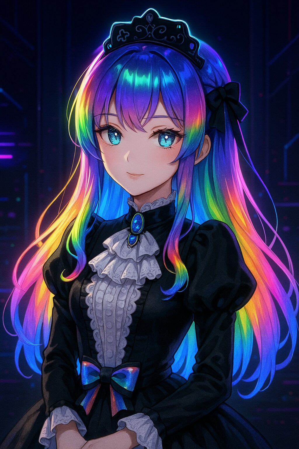 『ゲーミング発光虹髪お嬢様』