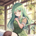 In a warmly lit wooden bedroom surrounded by forest mists 2枚目