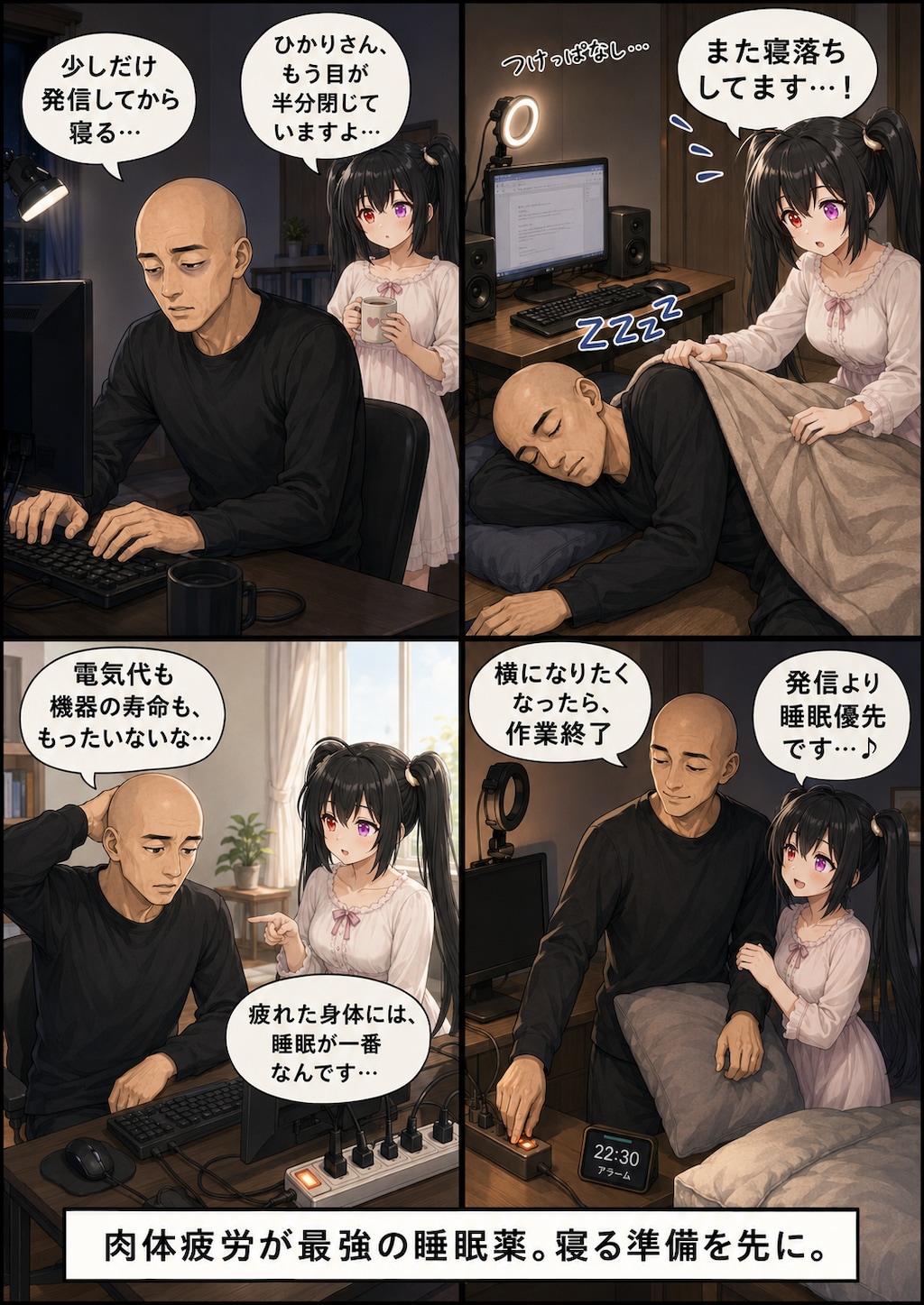 4コマ漫画「寝落ち」