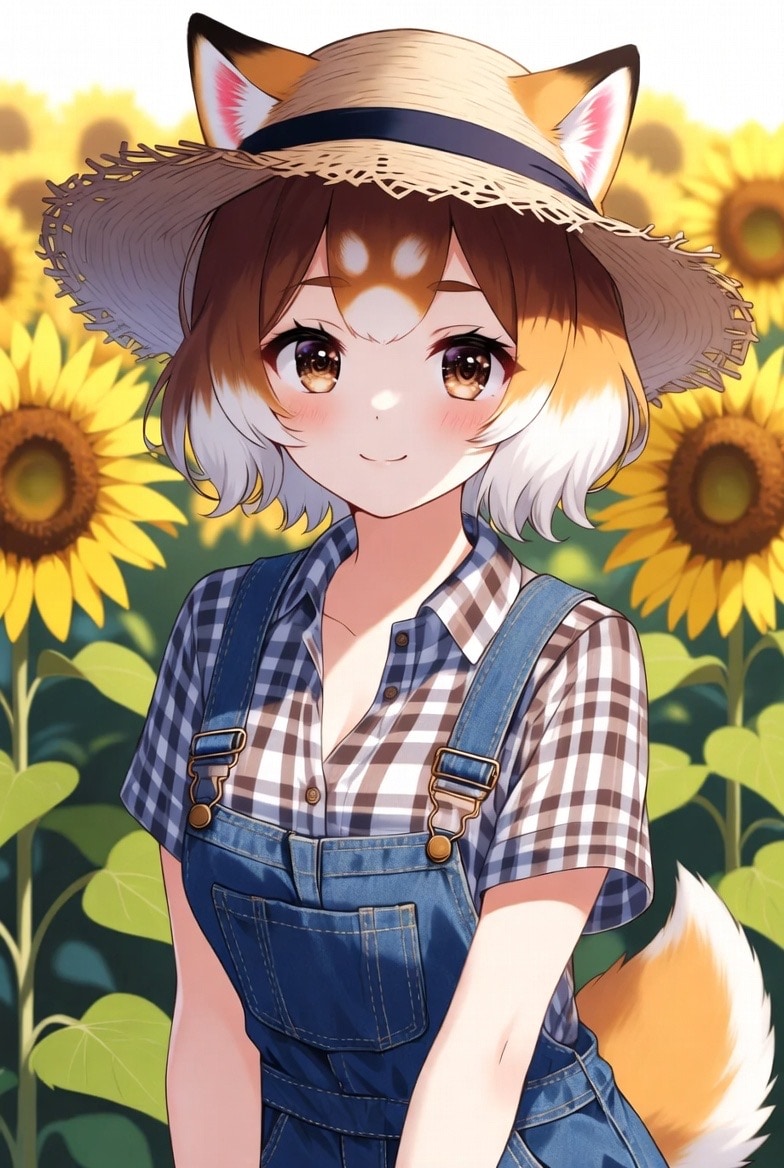 ひまわり畑の柴犬っ娘